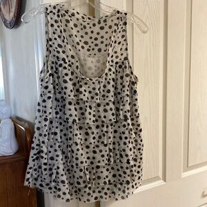 Loft polka dot ruffled yoke blouse